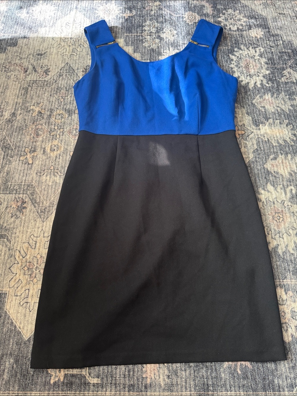 Forever 21 Blue and Black Sleeveless Sheath Dress with Accent Hardware